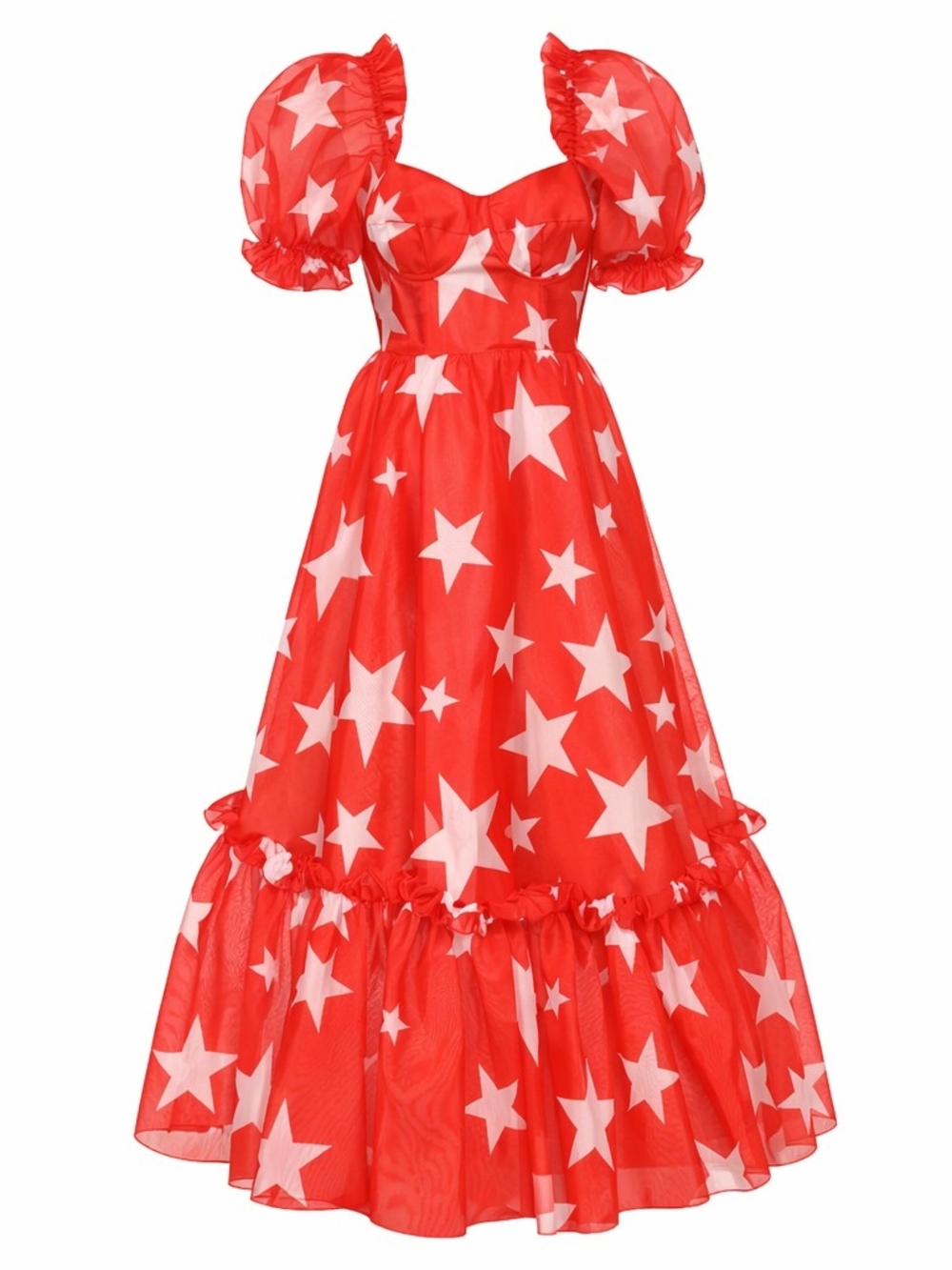 Selkie EUC Red Star Ritz Puff Sleeve Dress Gown Old Size Chart XL (Modern L)